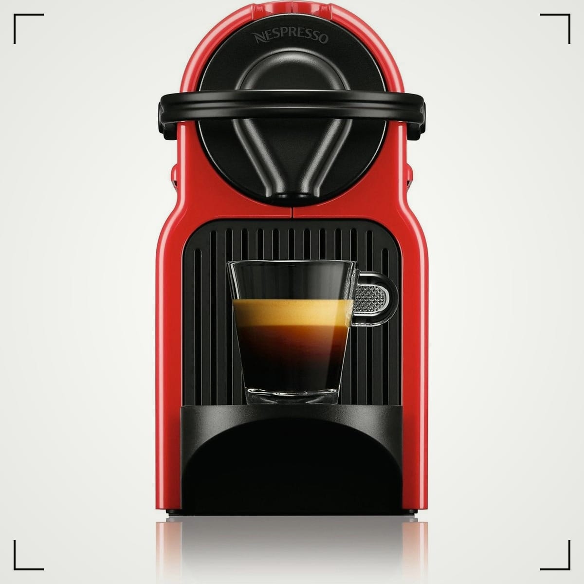 Front view of the Krups Nespresso Inissia coffee machine.