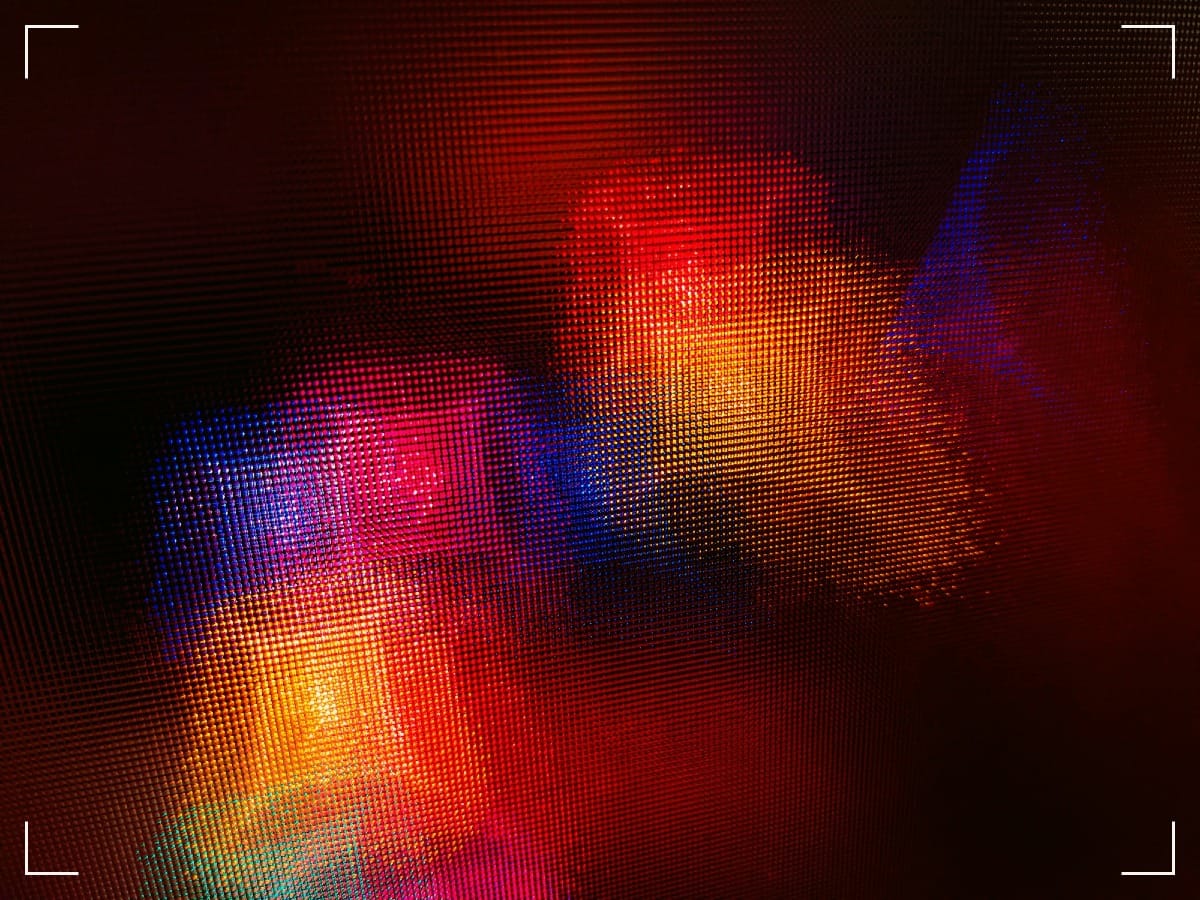 Out of focus forms with very bright colors.