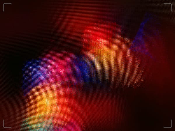 Out of focus forms with very bright colors.